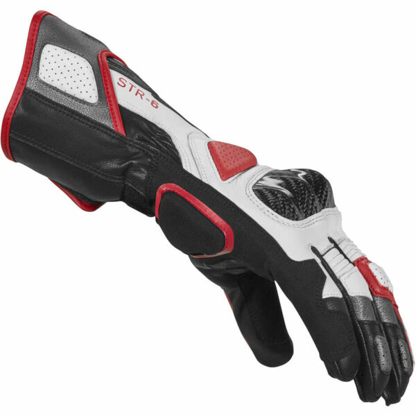 Guanti Moto Sportivi Pelle Spidi STR-6 Nero Bianco Rosso