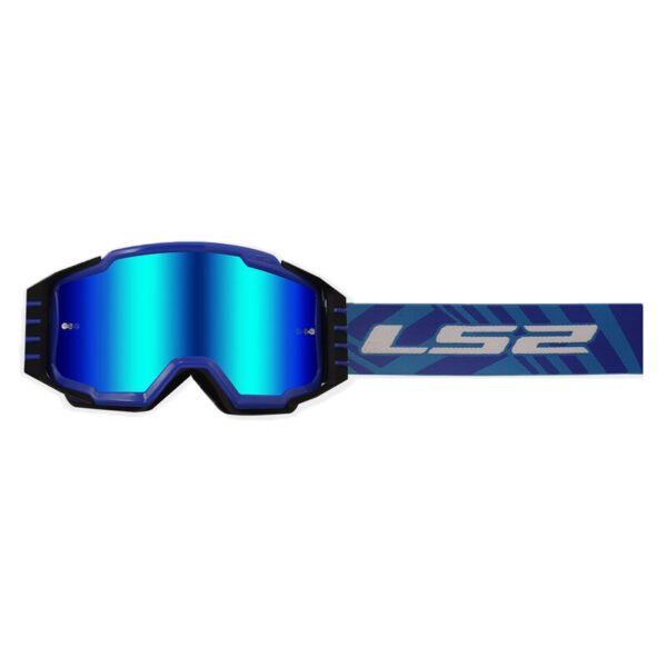 Occhiali LS2 Charger Maschera Moto Cross WITH/BLUE/IRIDIUM