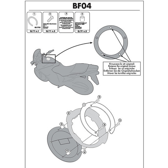 Kit Attacco Per Borsa Kappa/GIVI BF04K Per Tanklock
