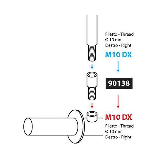 Adattatore per Specchi Moto Lampa da 10mm Destro a 10mm Destro