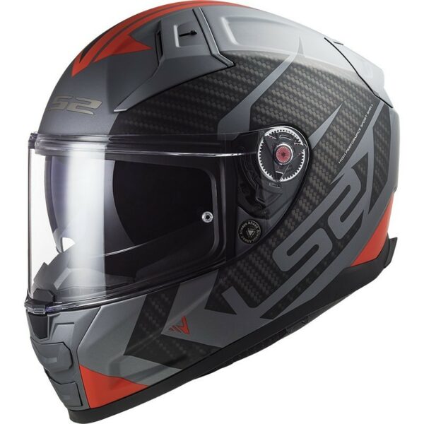 Casco Integrale Moto In HPFC Ls2 FF811 VECTOR II Splitter Titanio Opaco Rosso