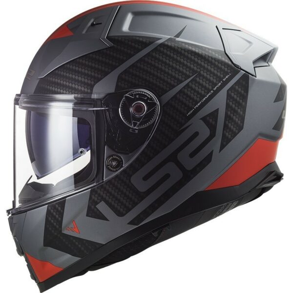 Casco Integrale Moto In HPFC Ls2 FF811 VECTOR II Splitter Titanio Opaco Rosso