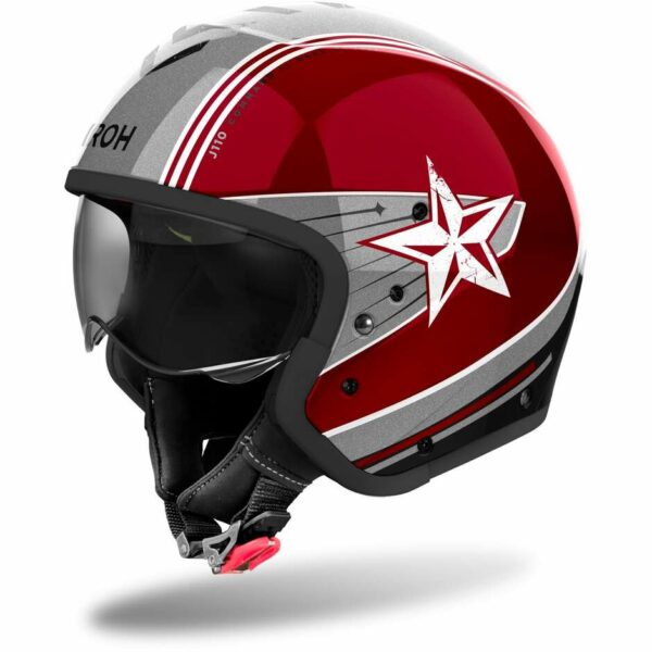CASCO MOTO JET AIROH J110 COMMAND BURGUNDY LUCIDO