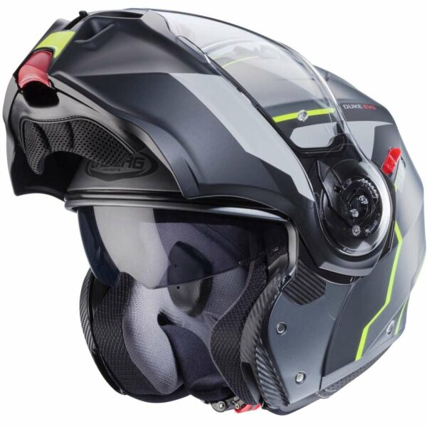 Casco Moto Modulare Omologato P/J Caberg DUKE EVO MOVE Grigio Opaco Nero Giallo Fluo
