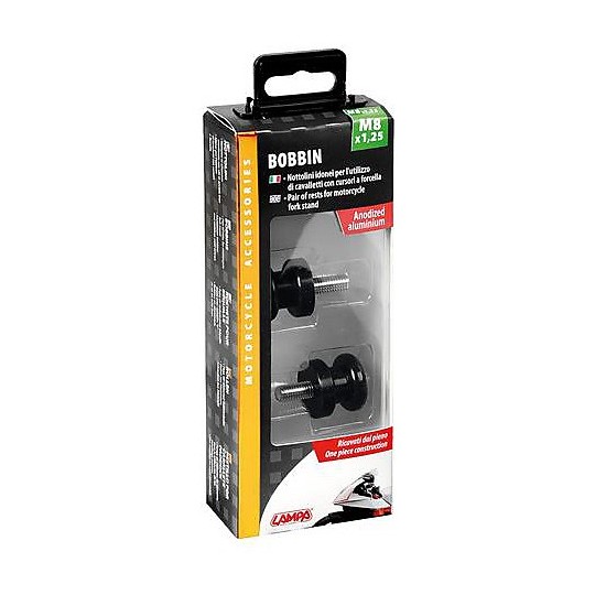 Nottolini in Alluminio Anodizzato Moto Lampa M8 x 1,25 mm Per Cavalletto con Cursori a Forcella