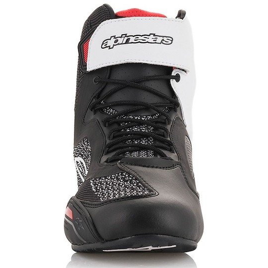 Scarpette Moto Certificate Alpinestars FASTER-3 RIDEKNIT Nero Bianco Rosso