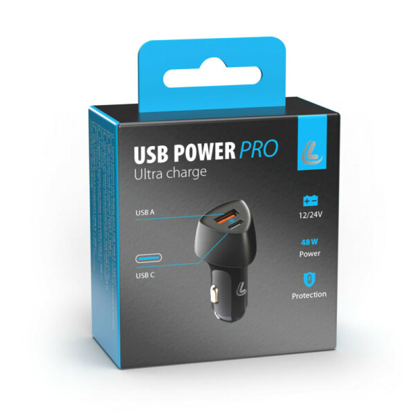 Usb Power Pro, caricabatteria 2 porte Usb - PD / QC 3.0 - 36W - 12/24V