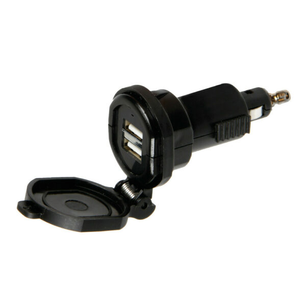 Din-Tech Caricabatteria Din 2 porte Usb - Fast Charge - 2700 mA - 12/32V