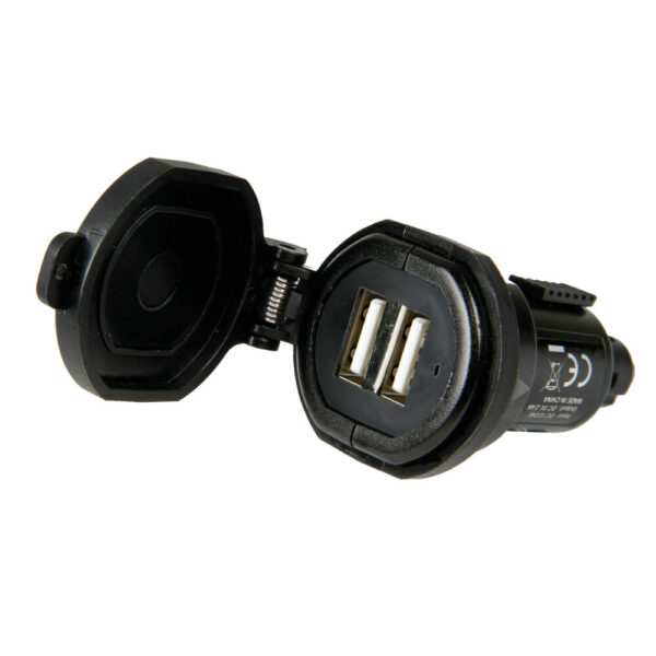 Din-Tech Caricabatteria Din 2 porte Usb - Fast Charge - 2700 mA - 12/32V
