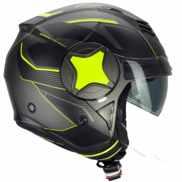 Casco Moto Jet Doppia Visiera CGM 169G ILLI Sport Grafite Giallo Fluo