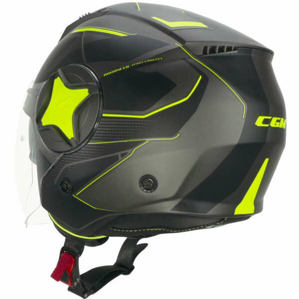 Casco Moto Jet Doppia Visiera CGM 169G ILLI Sport Grafite Giallo Fluo