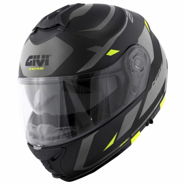 CASCO MOTO MODULARE GIVI X21 EVO NUMBER NERO OPACO TITANIO GIALLO