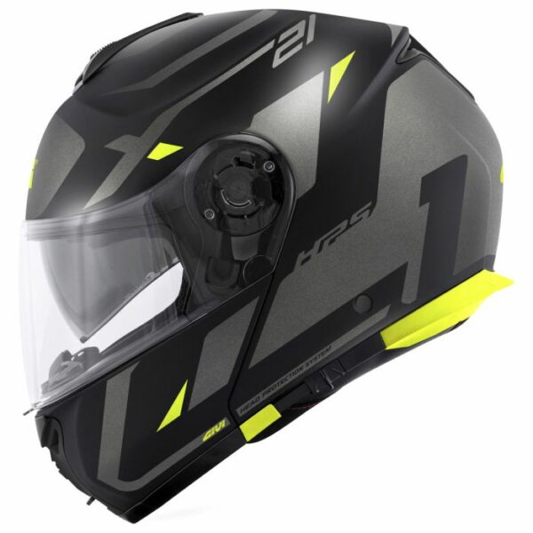 CASCO MOTO MODULARE GIVI X21 EVO NUMBER NERO OPACO TITANIO GIALLO