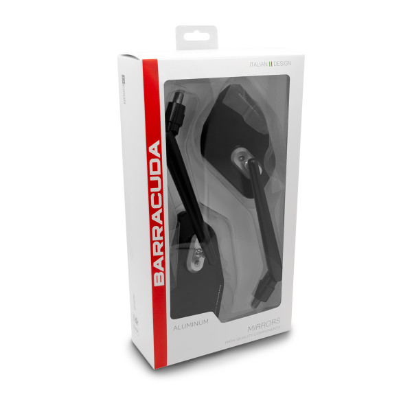 Coppia Specchietti Retrovisori Moto BARRACUDA SKIN-Z B-Lux Universali Nero