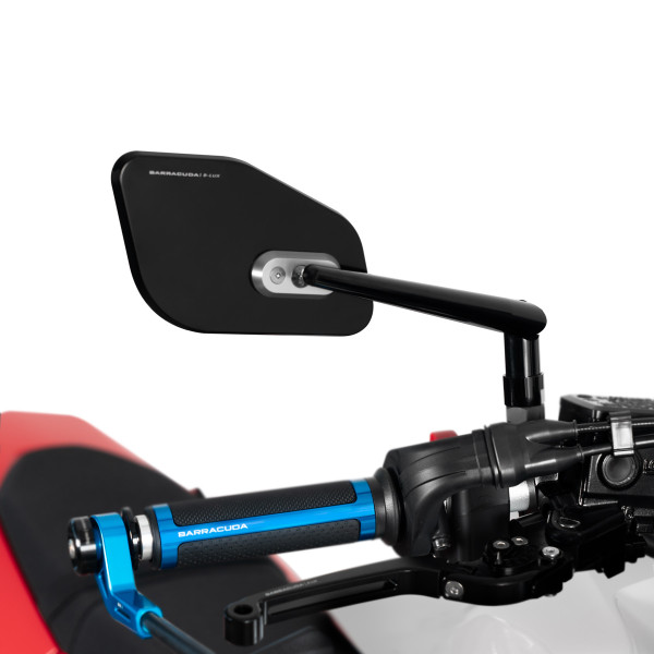 Coppia Specchietti Retrovisori Moto BARRACUDA SKIN-Z B-Lux Universali Nero