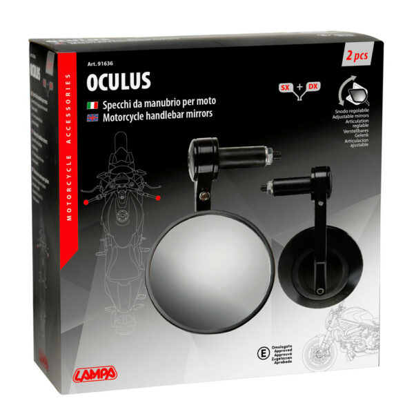 Coppia Specchi Retrovisori Moto Lampa Oculus