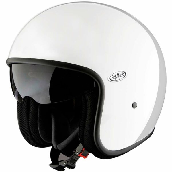 Casco Moto Jet Premier Vintage In Fibra Con Visierino Integrato Mono/Bianco/Lucido 22.06