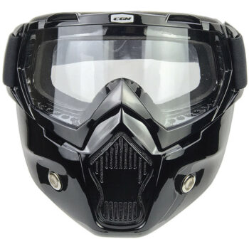 Occhiali Maschera Moto Custom Cgm 740m MASK Nero LUCIDO Lente Trasparente
