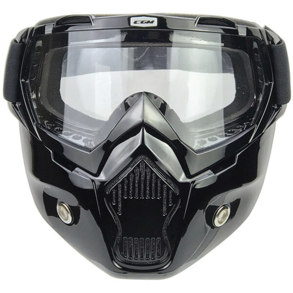 Occhiali Maschera Moto Custom Cgm 740m MASK Nero LUCIDO Lente Trasparente