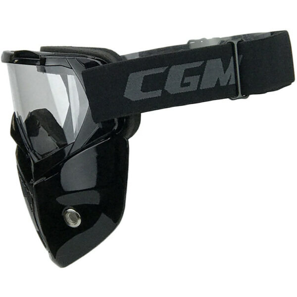 Occhiali Maschera Moto Custom Cgm 740m MASK Nero LUCIDO Lente Trasparente
