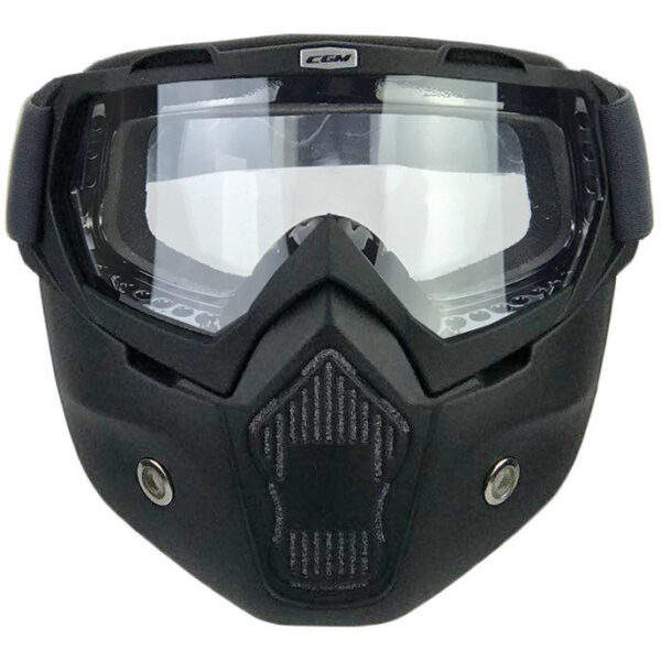 Occhiali Maschera Moto Custom Cgm 740m MASK Nero Opaco Lente Trasparente