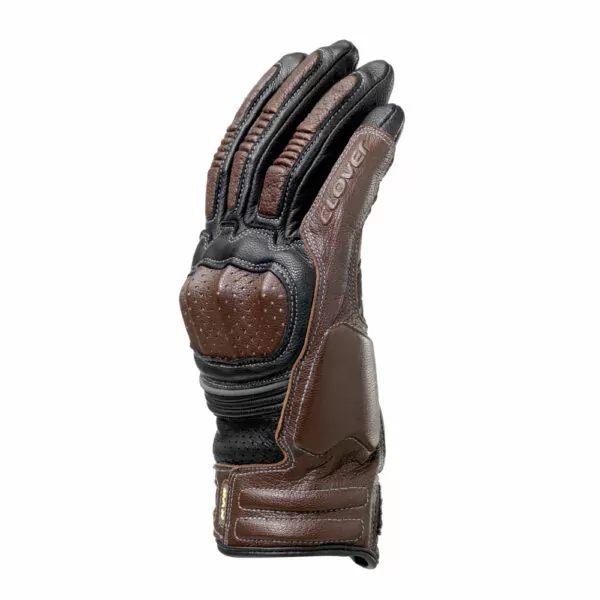 Guanti Moto in Pelle Clover KVS Marrone/Nero