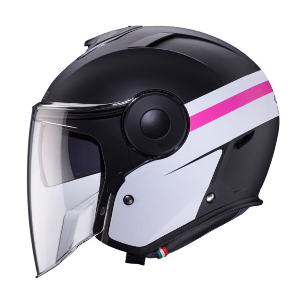 Casco Moto Jet Caberg SOHO NERO OPACO/BIANCO/FUCSIA Visiera Lunga