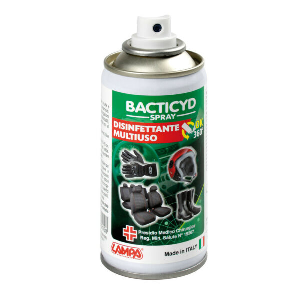 IGIENIZZANTE SPRAY MOTO CAMPER Elimina Odori Disinfetta BACTICYD