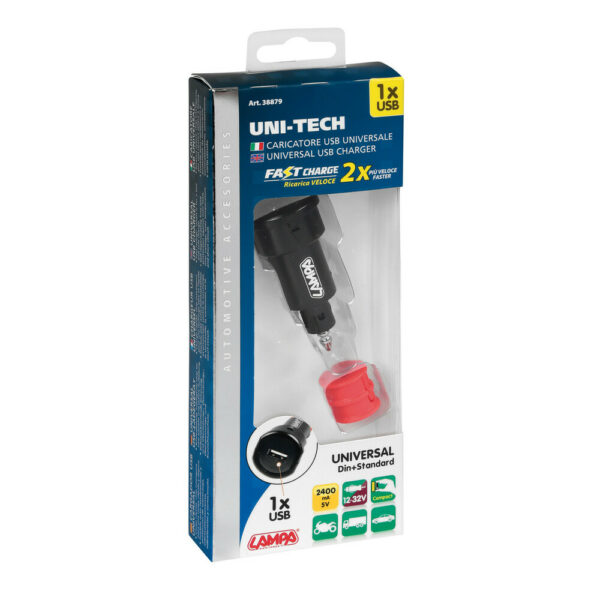 Caricabatteria Universale 1 Porta Usb -Fast Charge 2400 mA - 12/32V