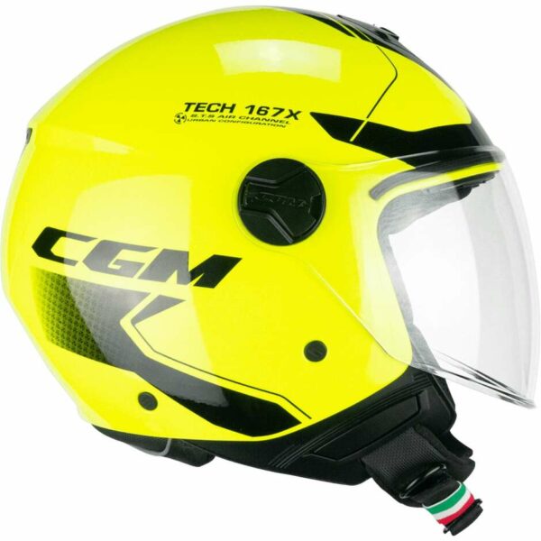 Casco Moto Jet CGM 167X FLO TECH Giallo/Fluo/Nero -Visiera Lunga
