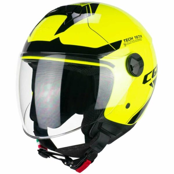 Casco Moto Jet CGM 167X FLO TECH Giallo/Fluo/Nero -Visiera Lunga