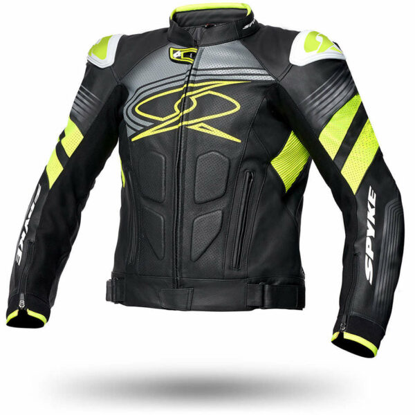 Giubbotto MOTO In PELLE RACING SPYKE ESTORIL EVO Nero/Giallo/Fluo