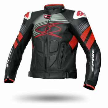 Giubbotto Moto In Pelle Racing SPYKE ESTORIL EVO Nero/Rosso/Fluo