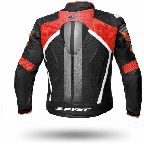 Giubbotto Moto In Pelle Racing SPYKE ESTORIL EVO Nero/Rosso/Fluo