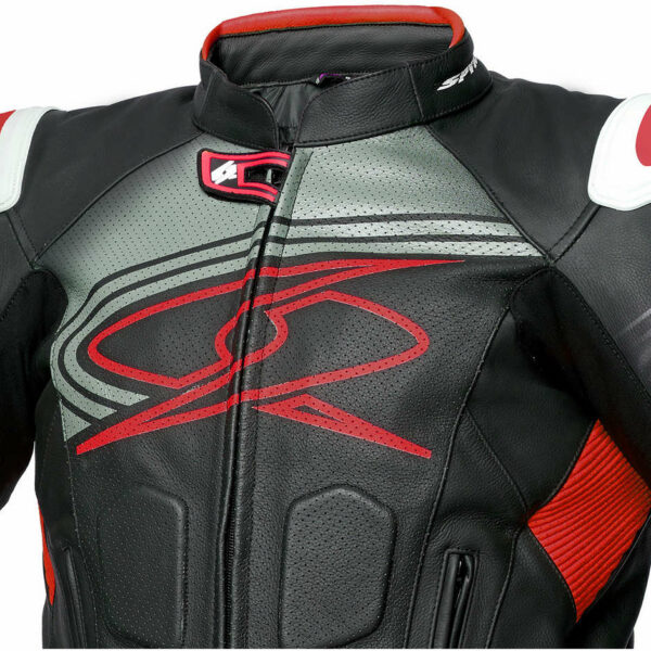 Giubbotto Moto In Pelle Racing SPYKE ESTORIL EVO Nero/Rosso/Fluo