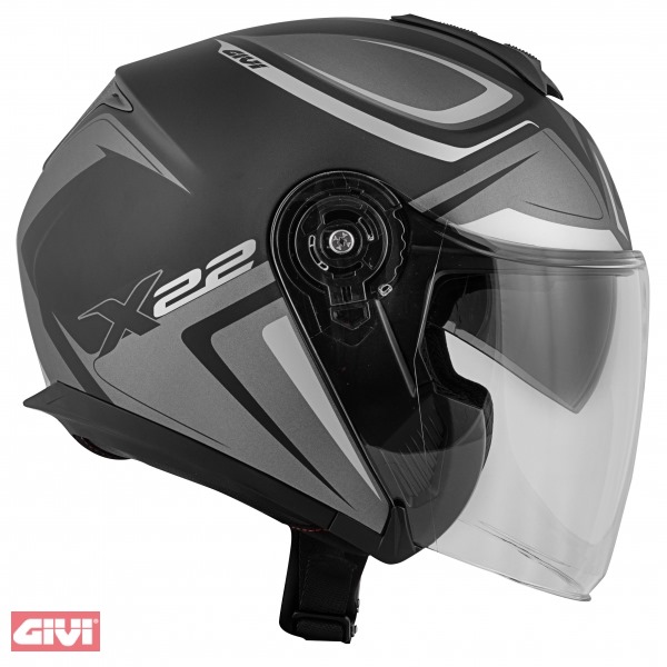 Casco Moto Jet Givi X.22 Planet Hyper Nero/Grigio/Titanium Doppia Visiera