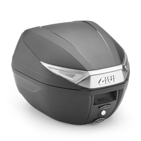 BAULETTO GIVI MONOLOCK® 30 lt. NERO CON CATADIOTTRI ARGENTO COMPRENSIVO DI PIASTRA E KIT MONTAGGIO