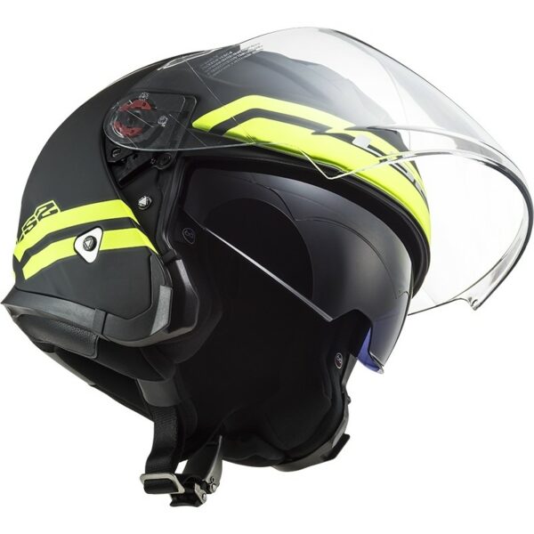 Casco Jet in Fibra Moto Ls2 OF521 INFINITY Hyper Titanio Opaco Giallo Fluo