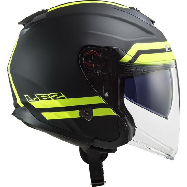 Casco Jet in Fibra Moto Ls2 OF521 INFINITY Hyper Titanio Opaco Giallo Fluo