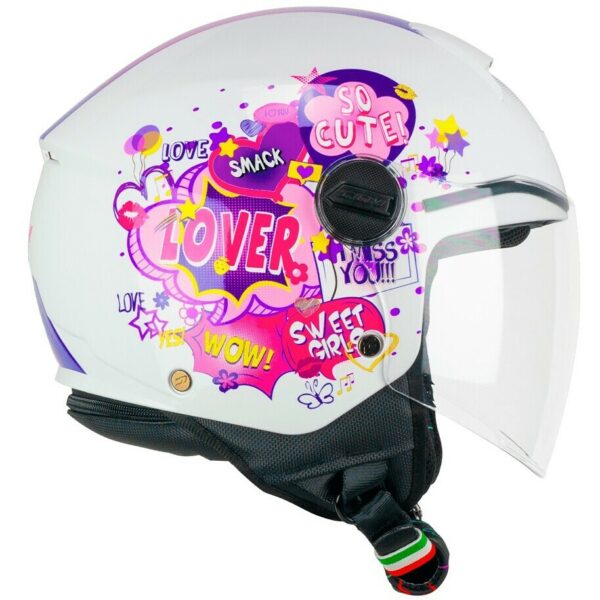 Casco Moto Jet Bambino CGM 261g MINI COMICS Fucsia Bianco