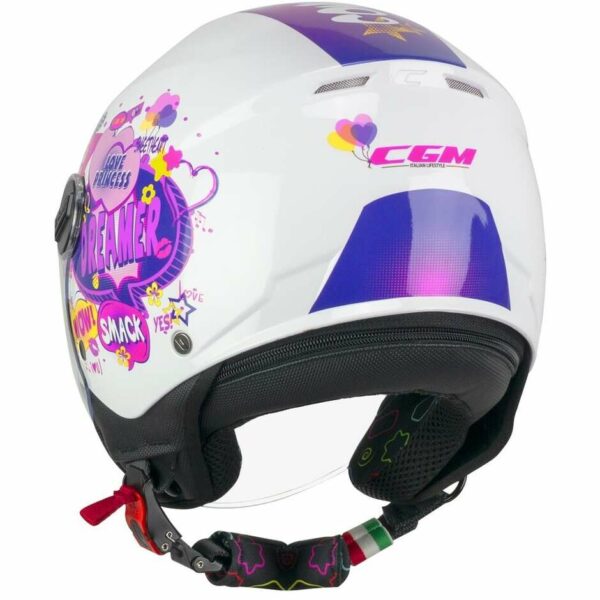 Casco Moto Jet Bambino CGM 261g MINI COMICS Fucsia Bianco