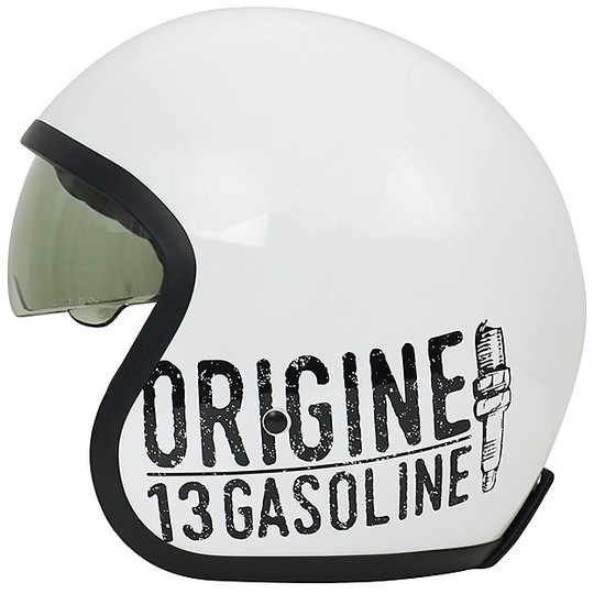Casco Moto Jet Custom Origine SPRINT GASOLINE 13 Bianco Lucido