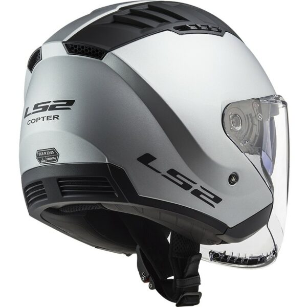 Casco Moto Jet Doppia Visiera Ls2 OF600 Copter Solid Silver Opaco