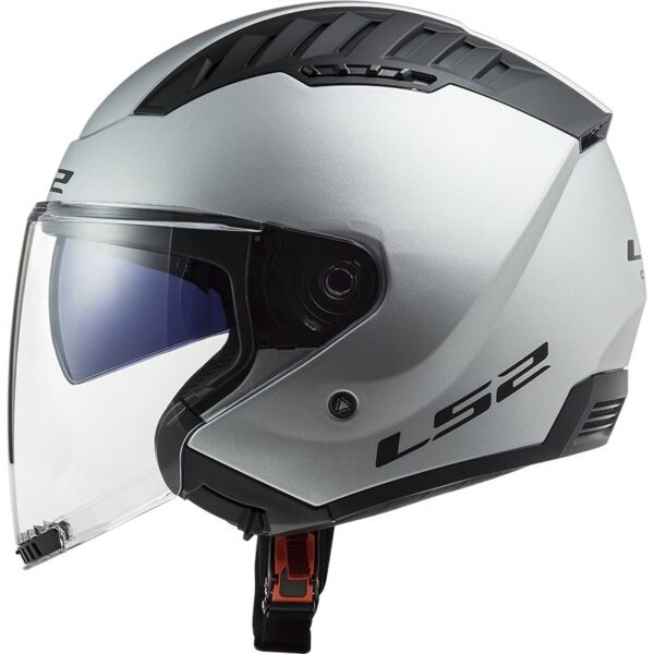 Casco Moto Jet Doppia Visiera Ls2 OF600 Copter Solid Silver Opaco