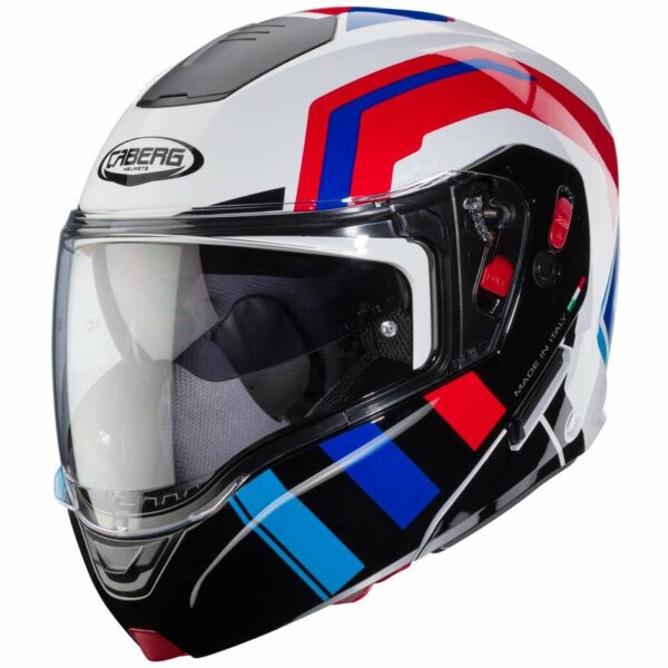 Casco Moto Modulare Omologato P/J Caberg HORUS X ROAD Bianco Nero Rosso Blu