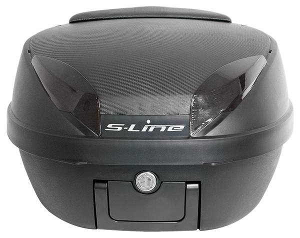 Bauletto Moto 42 Litri Nero Opaco/Carbonio Con Piastra Schienalino e Maniglia