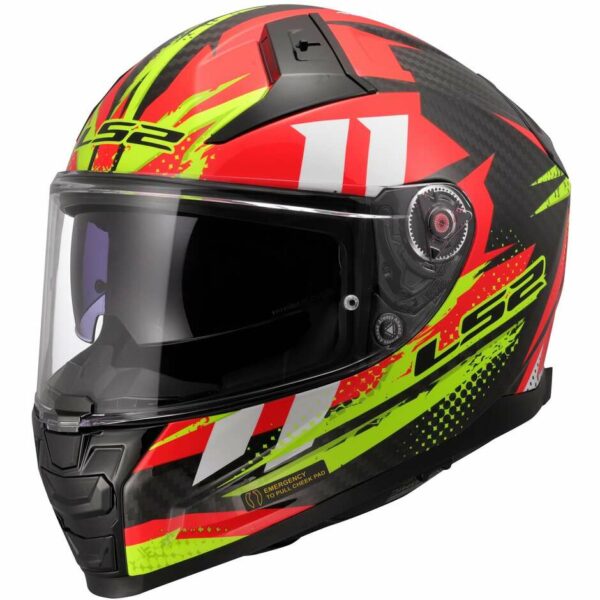 Casco Moto Integrale In Carbonio LS2 FF811 VECTOR II C TANTIC Rosso Giallo Fluo