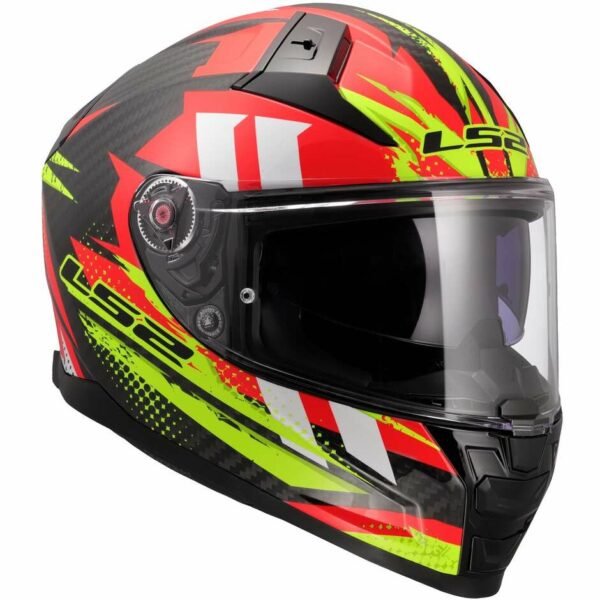 Casco Moto Integrale In Carbonio LS2 FF811 VECTOR II C TANTIC Rosso Giallo Fluo