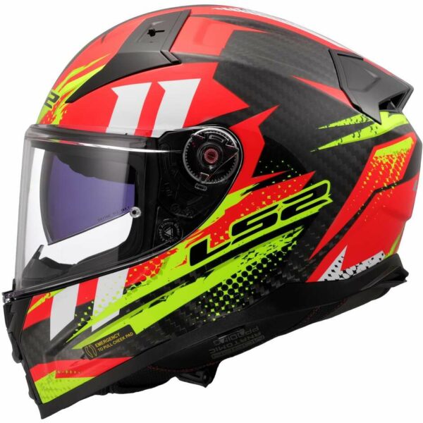 Casco Moto Integrale In Carbonio LS2 FF811 VECTOR II C TANTIC Rosso Giallo Fluo