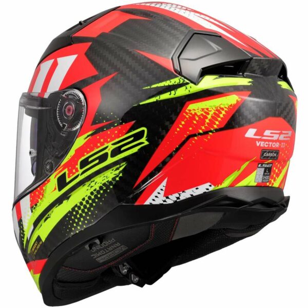 Casco Moto Integrale In Carbonio LS2 FF811 VECTOR II C TANTIC Rosso Giallo Fluo